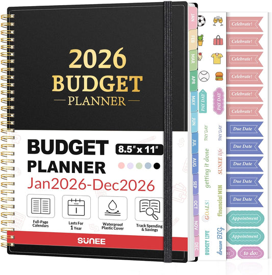 2026 Budget Planner - Monthly Budget Book from JAN 2026 - DEC 2026 with Expense Tracker Notebook, A4 Size (8.5" x 11") Bill Organizer & Finance Planner Account Book to Manage Your Finances, Black