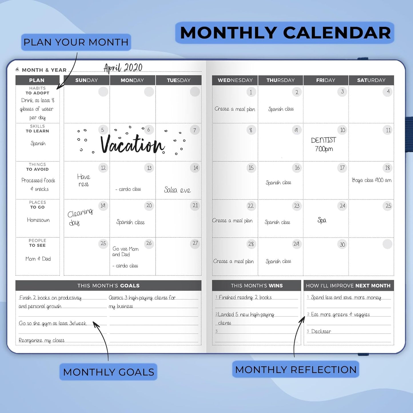 Clever Fox Planner – Undated Weekly & Monthly Planner for Productivity, Time Management & Goals – Organizer Journal – A5 (Royal Blue)