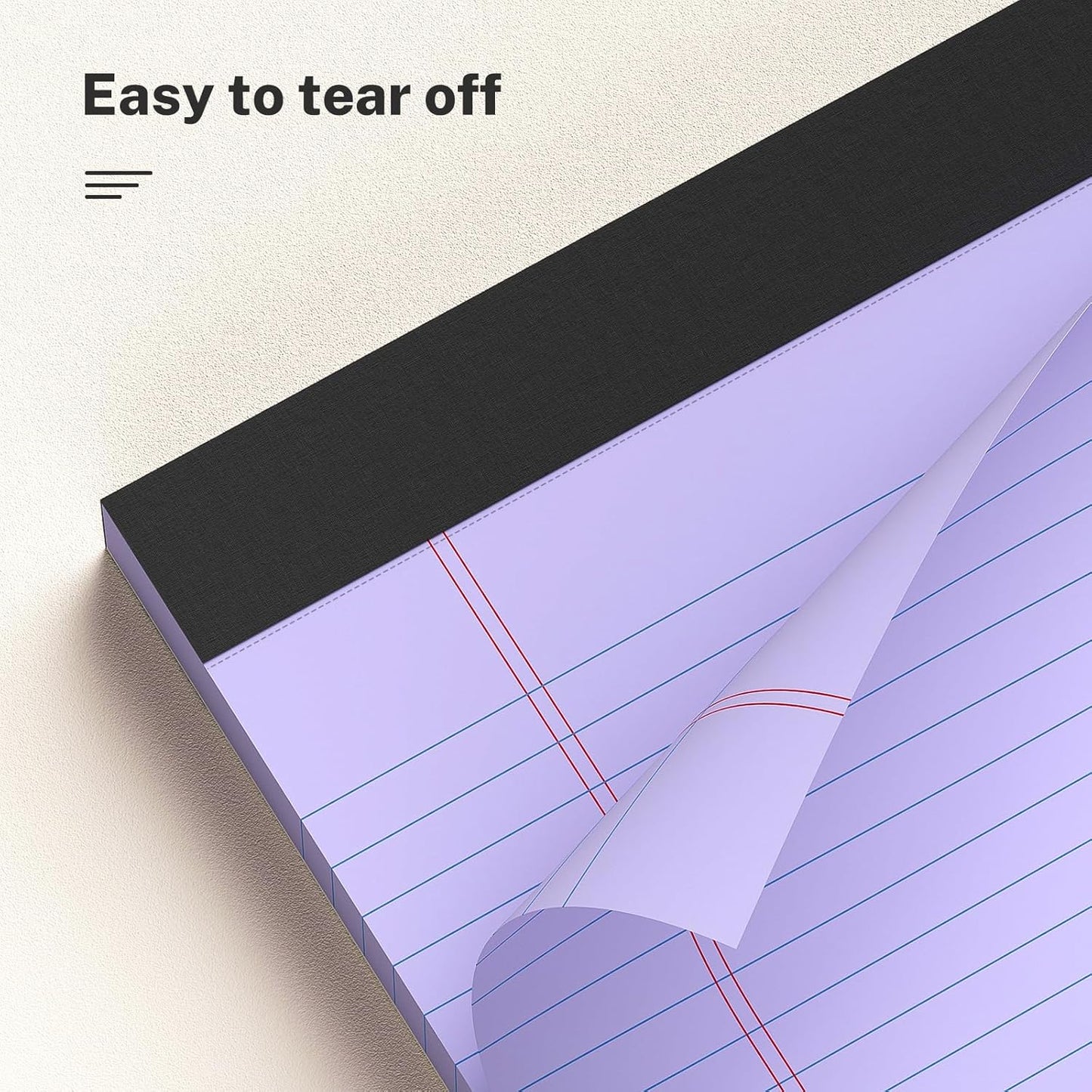 300 Sheets Purple Legal Pads 8.5 x 11 College Ruled Paper 6-Pack Note Pad Narrow Ruled 50 Sheets per Notepad Perforated Writing Pad Durable Sturdy Back 8x11 Pads of Paper