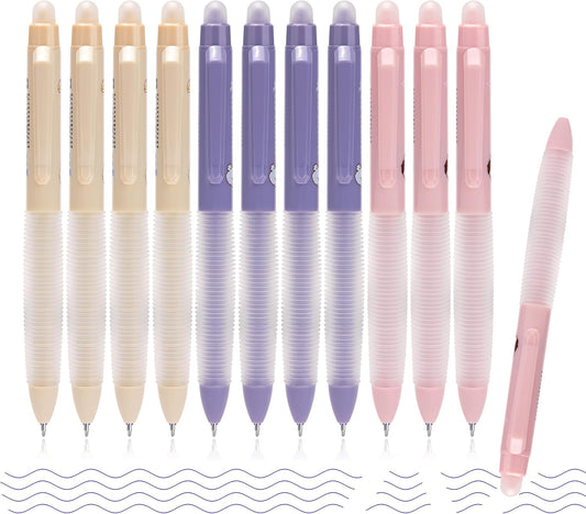 12-Pack Erasable Gel Pens, 0.5mm Fine Tip, Quick Dry Blue Ink, Ergonomic Soft Grip, Smooth Writing, No Smudge, Click Design - Perfect for Journaling, Note-taking, Work, School, Study, and Gift Giving