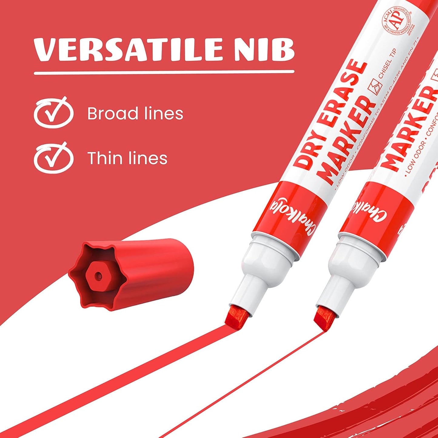 Chalkola Dry Erase Markers Bulk Pack of 60 Colors (15x Black, Red, Green Blue), White Board Markers Dry Erase Pens - Low odor Whiteboard Pens for Kids, Home, Office & Back to School Supplies