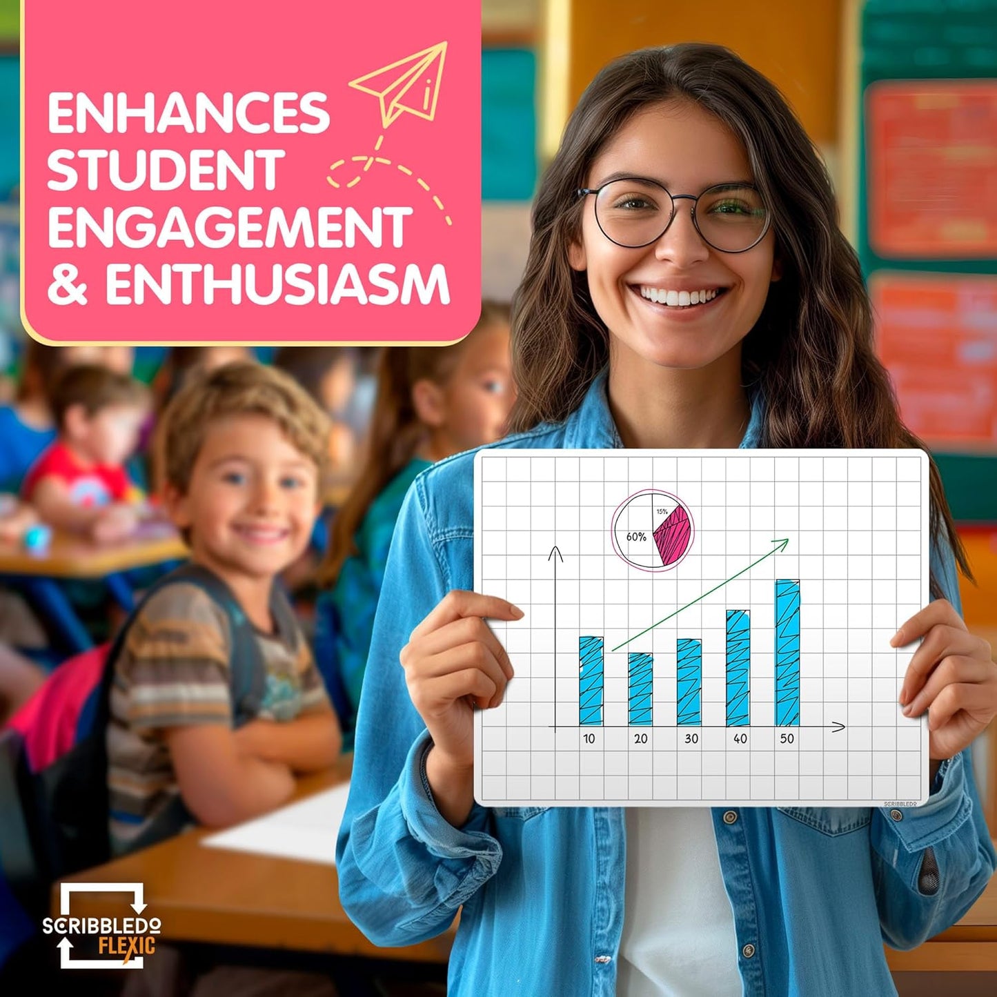 SCRIBBLEDO Large Grid Dry Erase Sheets 11”x14” Math Practice Small White Board Sheets Math Manipulatives Quad Graph Whiteboard Sheets Math Supplies Homeschool Teacher Students Classroom Pack of 10