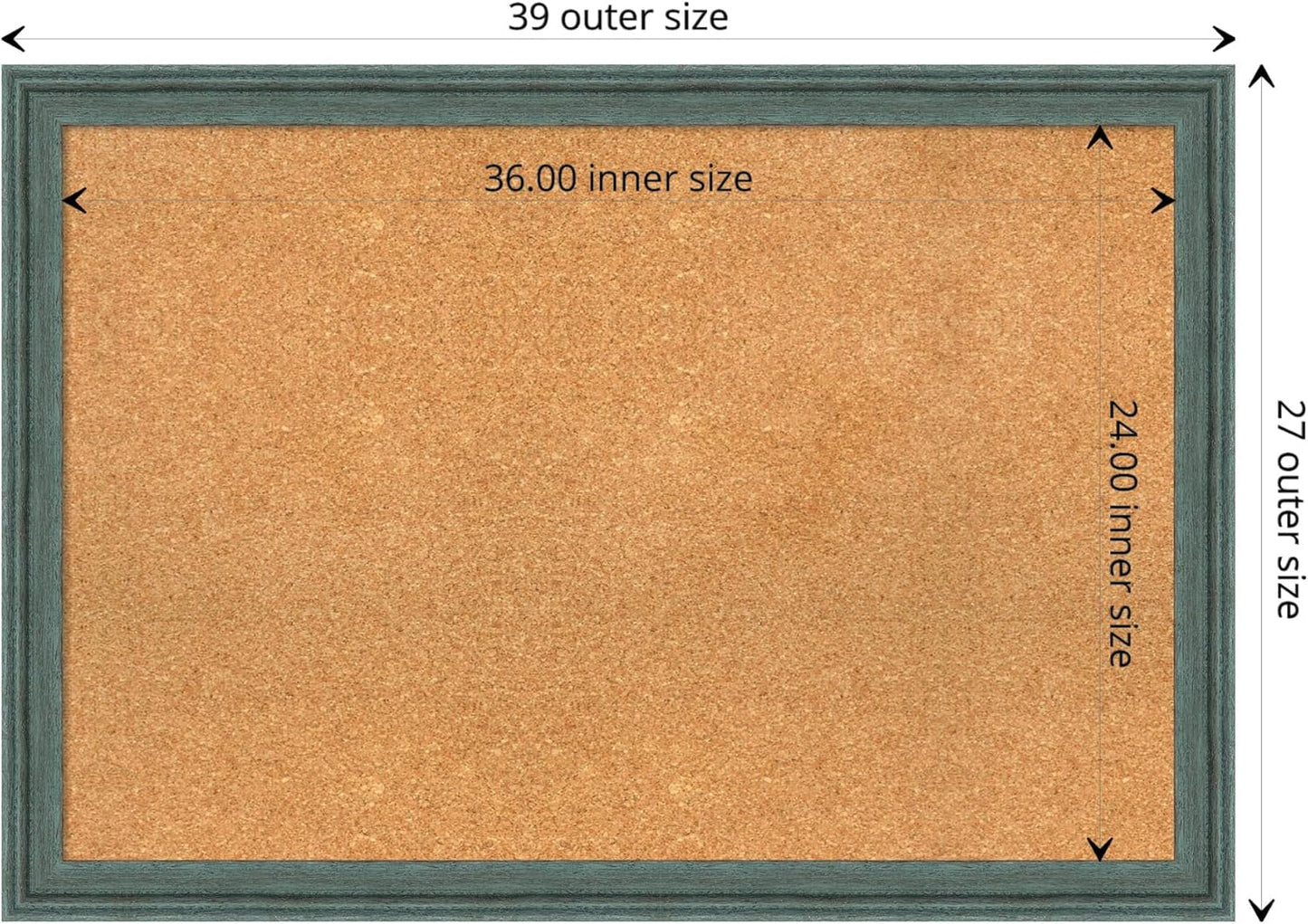 Amanti Art Natural Cork Board for Wall, 27x39 Vision Board with Blue Wood Frame, Large Corkboard Office Decor for Home Organization, Rustic Farmhouse Corkboard Pinboard to display items for home