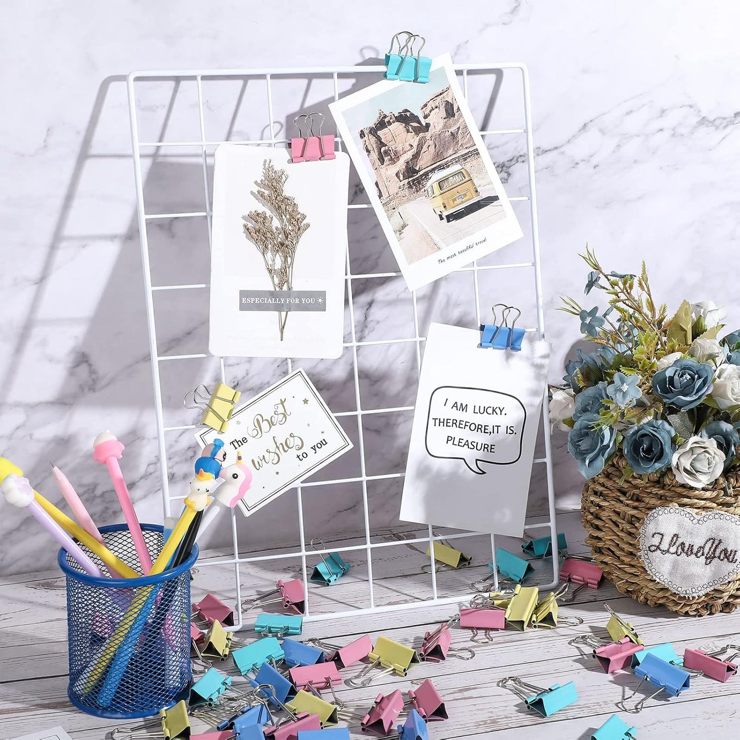 300 Pcs Medium Binder Clips Paper Clips Office Supplies Paper Clamps for Teachers Students School Office Business Paperwork Supplies (Assorted Colors, 1.25 Inch)