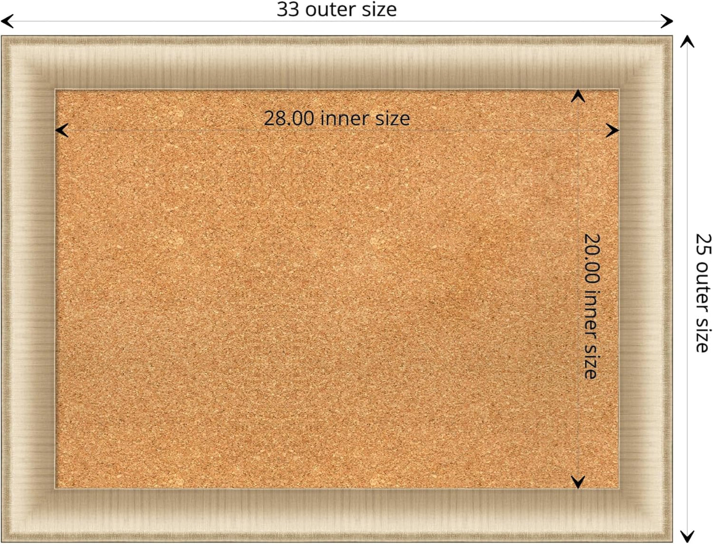 Amanti Art Natural Cork Board for Wall, 25x33 Vision Board with Gold Frame, Medium Corkboard Office Decor for Home Organization, Casual Corkboard Pinboard to display items for home organization