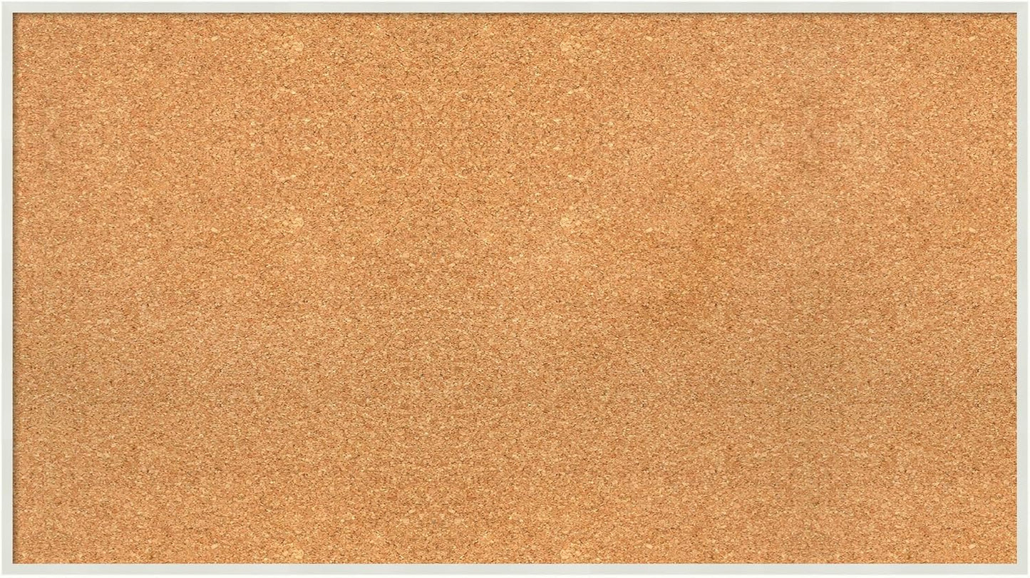 Amanti Art Natural Cork Board for Wall, 21x37 Vision Board with White Frame, Large Corkboard Office Decor for Home Organization, Modern Corkboard Pinboard to Display Items for Home Organization in