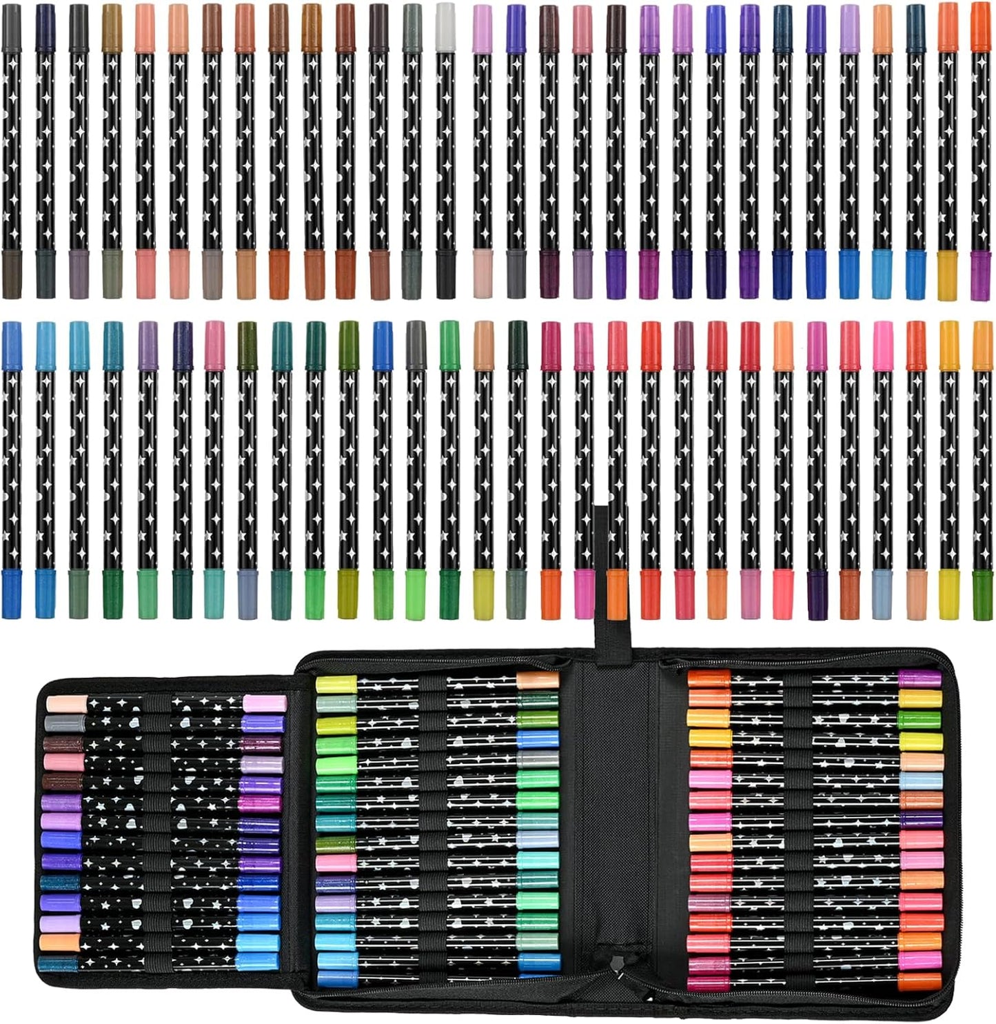 Glitter Markers Pens,120 Colors Dual Tip Brush Glitter Pens Set 60 Pack Sparkle Markers for Art Supplies Scrapbooking, Cards, DIY Crafts, Adults Coloring Books