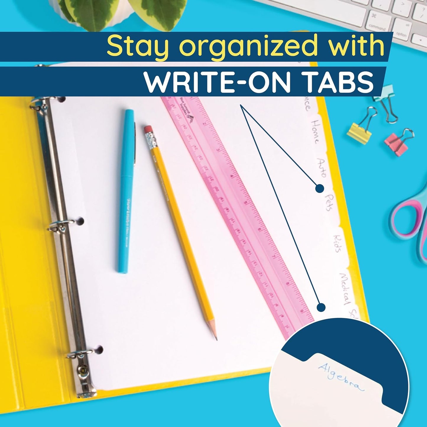 Blue Summit 3 Ring Binder Dividers with Tabs, Reinforced Edge, 1/8 Cut, Letter Size, 8 Tab Dividers for 3 Ring Binder Bulk, White, 12 Sets, 96 Pack