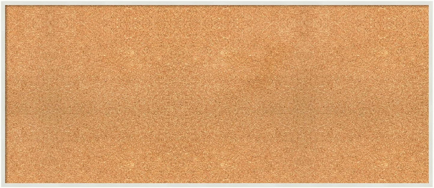 Amanti Art Natural Cork Board for Wall, 19x43 Vision Board with White Frame, Oversize Corkboard Office Decor for Home Organization, Modern Corkboard Pinboard to Display Items for Home Organization in