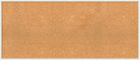 Amanti Art Natural Cork Board for Wall, 19x43 Vision Board with White Frame, Oversize Corkboard Office Decor for Home Organization, Modern Corkboard Pinboard to Display Items for Home Organization in