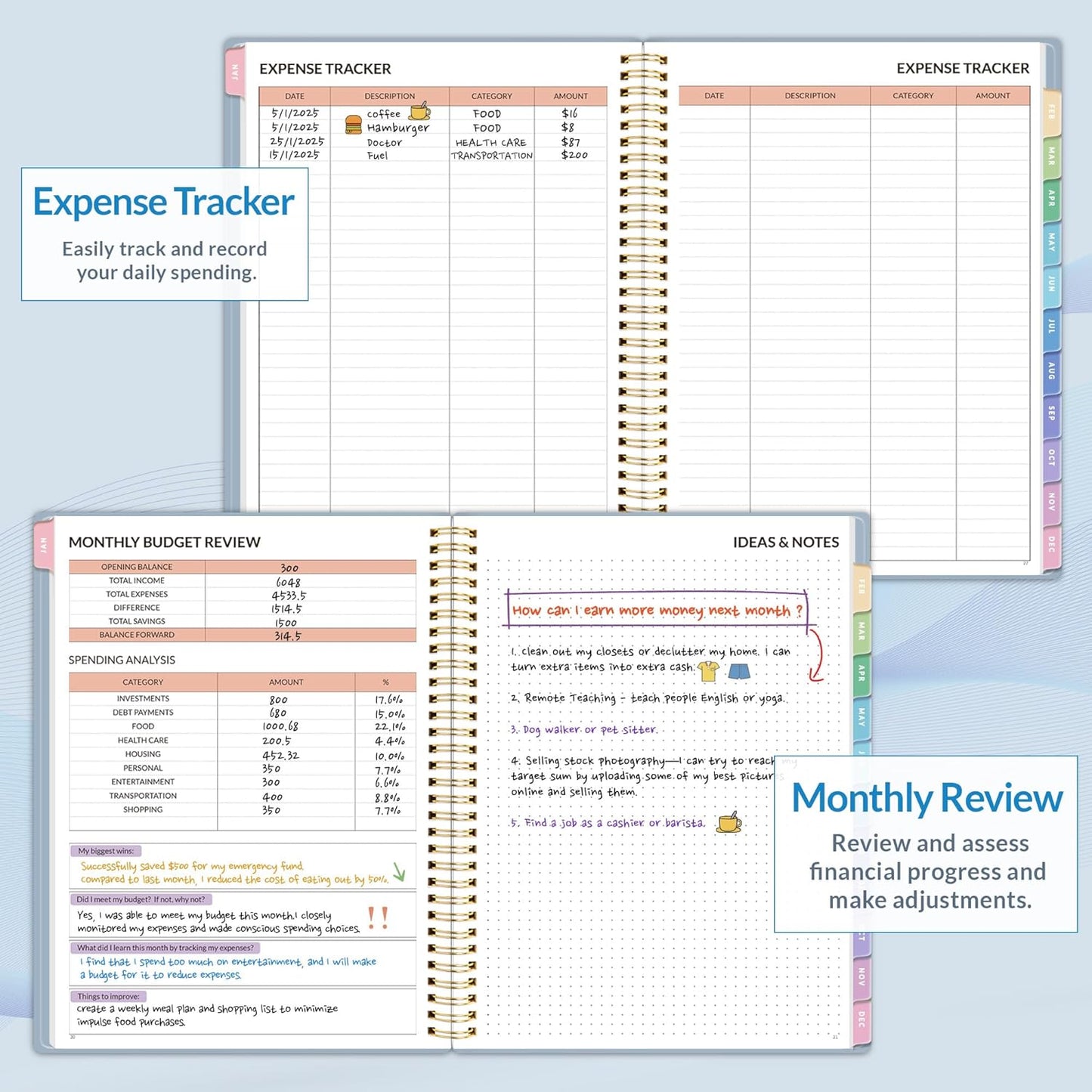 2026 Budget Planner - Monthly Budget Book from JAN 2026 - DEC 2026 with Expense Tracker Notebook, A4 Size (8.5" x 11") Bill Organizer & Finance Planner Account Book to Manage Your Finances, Blue