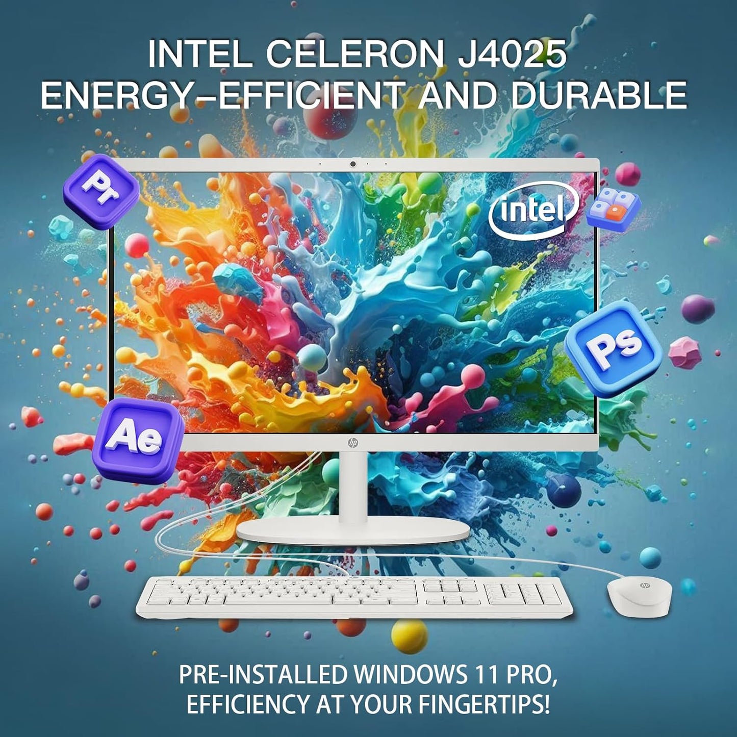 HP All-in-One Desktop Computer - 21.5" Full HD Anti-Glare Display | Intel Celeron J4025 | for Everyday Use | Mouse & Keyboard | 32GB RAM 1TB SSD | Win 11 Pro | w/Accessories