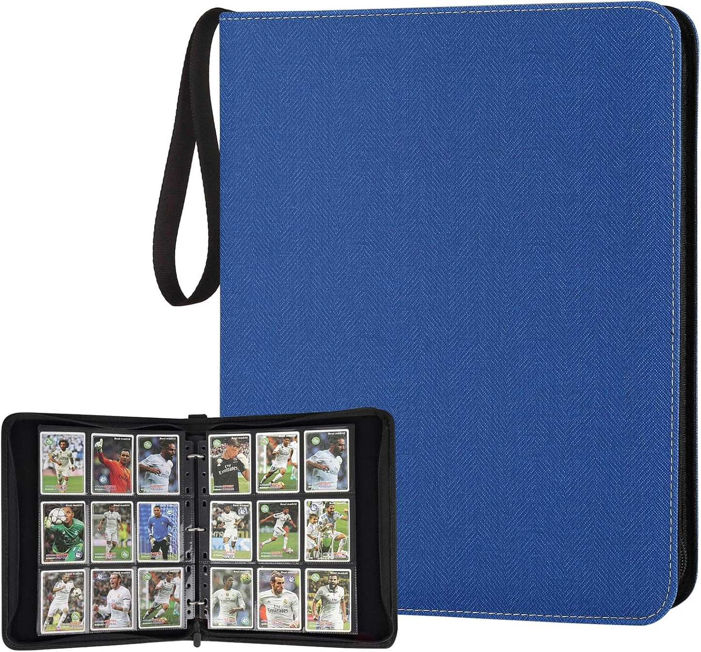 9 Pocket Card Binder, Premium Zip Trading Card Binder, 720 Double Sided Pocket PU Card Collection Binder, Collector Card Album, Card Folder for MTG, TCG, Sports Cards, Game Cards (Blue1)