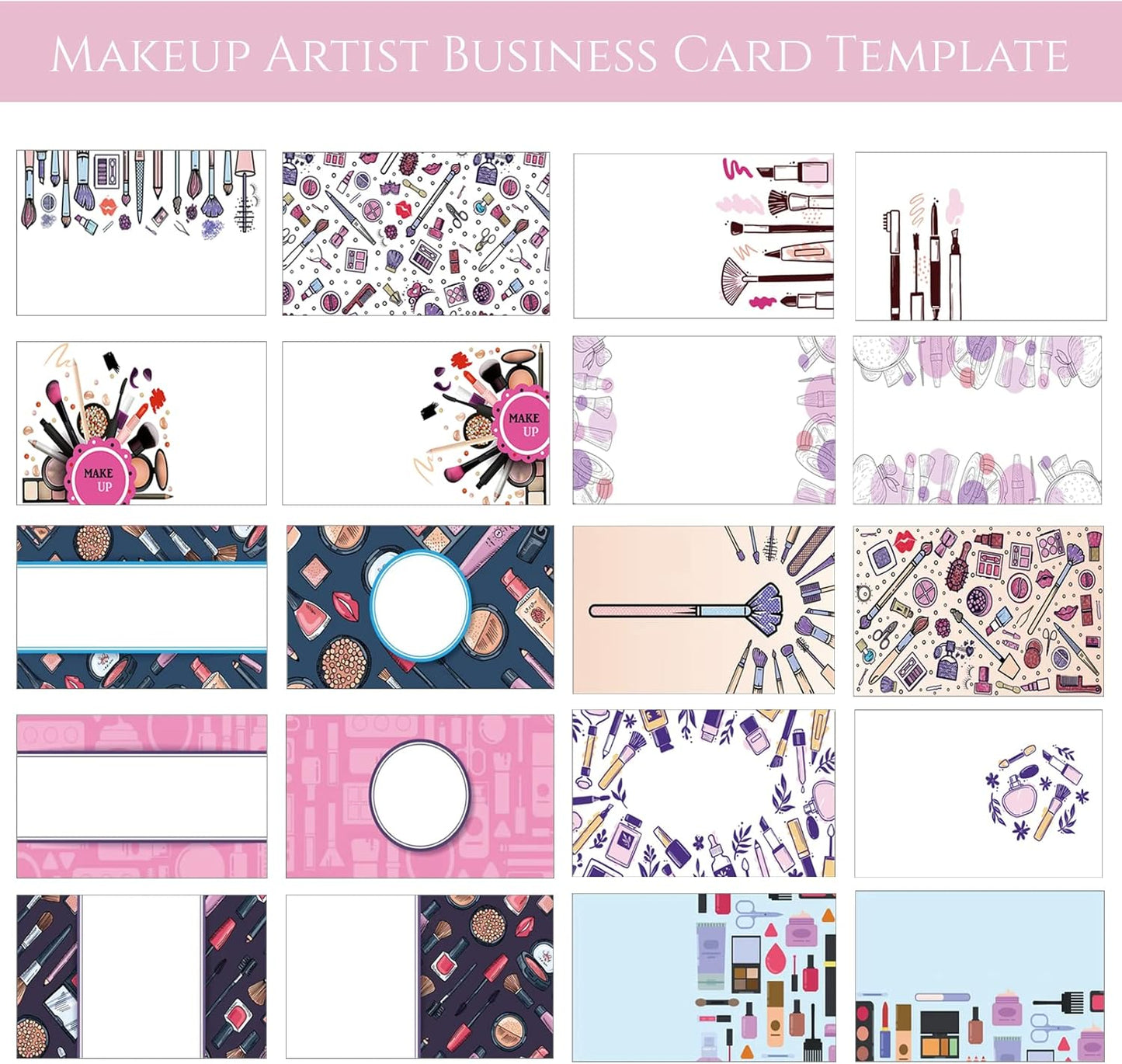 Custom Business Cards Personalized Business Cards for Small Business 300gsm Matte Paper Front & Back Sides Printed 3.5" x 2" - Makeup Artist Template