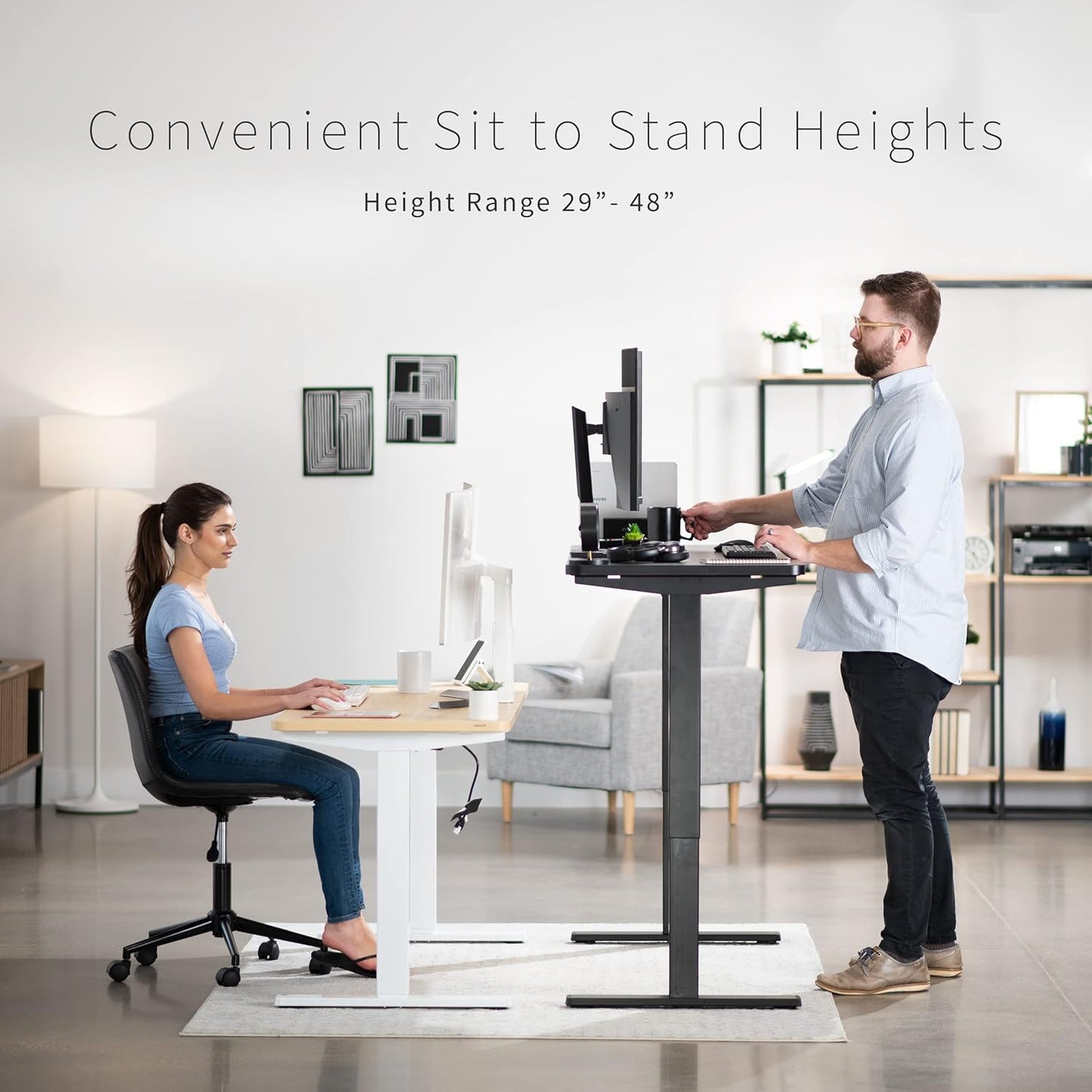 VIVO Electric 60 x 24 in Standing Desk, Memory Height Adjustment, 1B Series, One-Piece Black Top, White Frame, DESK-KIT-1W6B