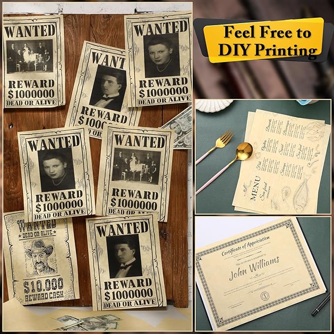 Epakh 200 Sheets Old Age Parchment Paper 8.5 x 11 Inch Standard Letter Vintage Colored Old Parchment Semblance Double Side Printing Paper(Light Beige)