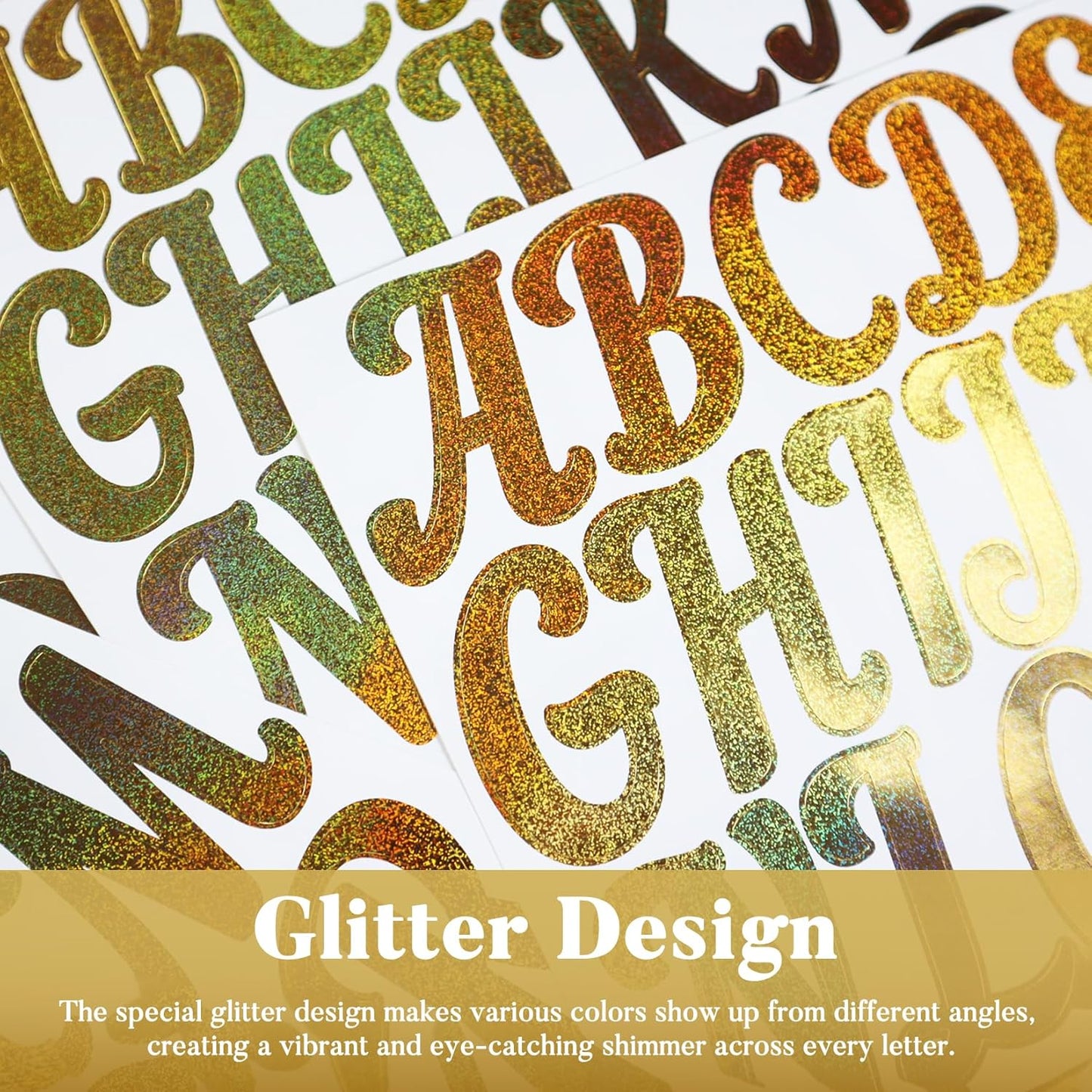 Glitter Letter Stickers,10 Sheets 2 Inches Self-Adhesive Vinyl Letters Alphabet Sticker Decals for Scrapbook,Door,Mailbox,Bulletins Boards - Gold