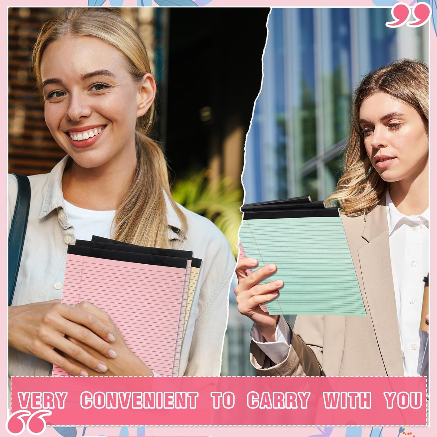 Fuutreo 8 Pcs 8.5'' x 11'' Colored Legal Pad Writing Pads Narrow Ruled 50 Sheets Per Notepad Perforated Writing Notepad Office Supplies for College Office Business (Macaron Color)