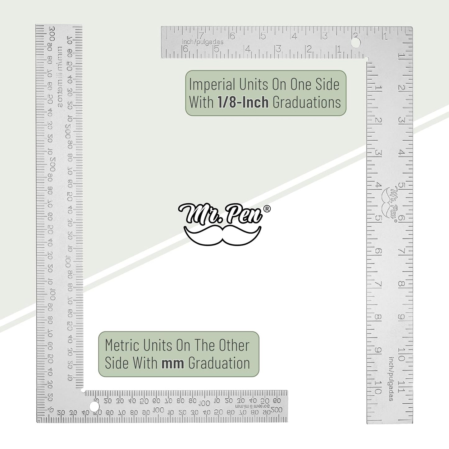 Mr. Pen- Framing Square, 8 x 12 Inch, Silver, Right Angle Ruler, L Shape Ruler, Metal Square