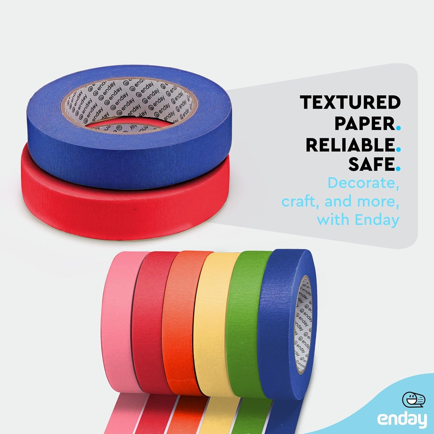Enday Colored Masking Tape (6 Pack) 1080 Ft x 1 in - Colored Masking Tape 1 inch Wide x 180 Feet (60 Yards) per roll - Painters Tape, Great for Arts Crafts & Labeling