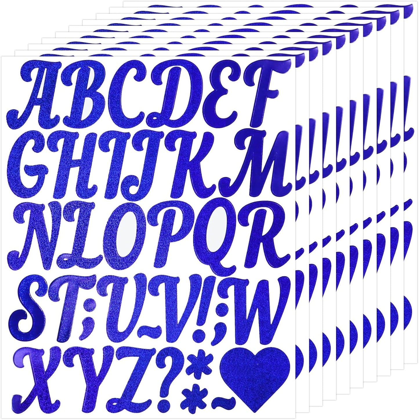 Glitter Letter Stickers,10 Sheets 2 Inches Self-Adhesive Vinyl Letters Alphabet Sticker Decals for Scrapbook,Door,Mailbox,Bulletins Boards -Blue
