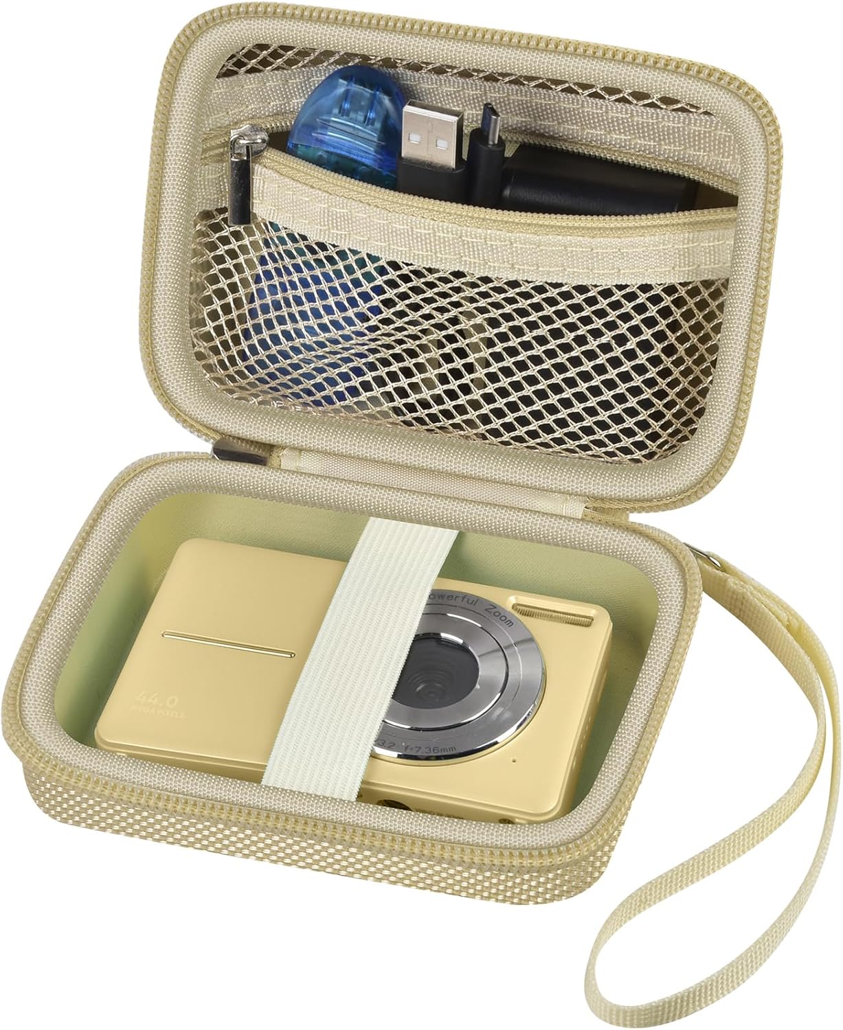 Case Compatible with VAHOIALD FHD 1080P Digital Camera/for CAMKORY Digital Point and Shoot/for Kodak PIXPRO FZ45-BK 16MP Vlogging/for IWEUKJLO/for Nsoela, Holder for SD Card More (Light Brown)