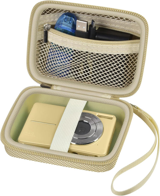 Case Compatible with VAHOIALD FHD 1080P Digital Camera/for CAMKORY Digital Point and Shoot/for Kodak PIXPRO FZ45-BK 16MP Vlogging/for IWEUKJLO/for Nsoela, Holder for SD Card More (Light Brown)