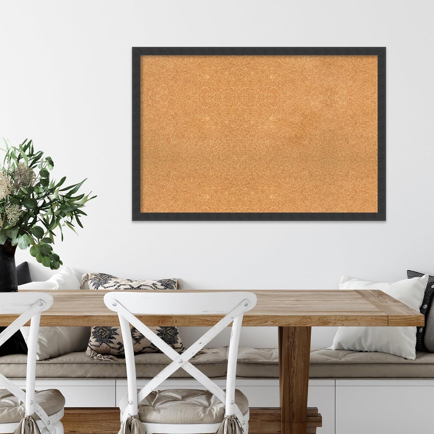 Amanti Art Natural Cork Board for Wall, 26x38 Vision Board with Black Wood Frame, Large Corkboard Office Decor for Home Organization, Modern Contemporary Corkboard Pinboard to display items for home