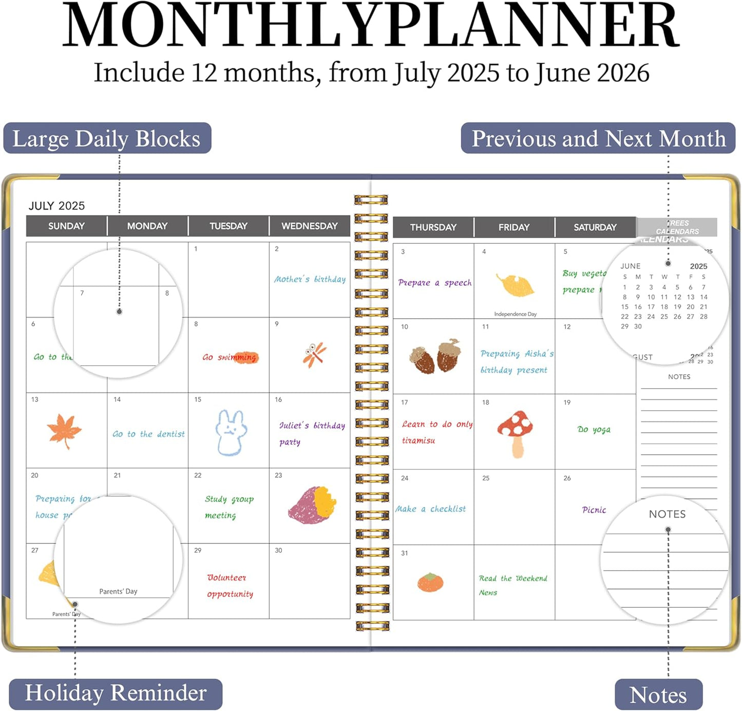 Appointment Book/Planner 2025-2026 - Daily Hourly Schedule Planner from 7am - 10 pm, Weekly & Monthly Hourly Appointment Book Calendar from July 2025 - June 2026, 9" x 11" -Purple