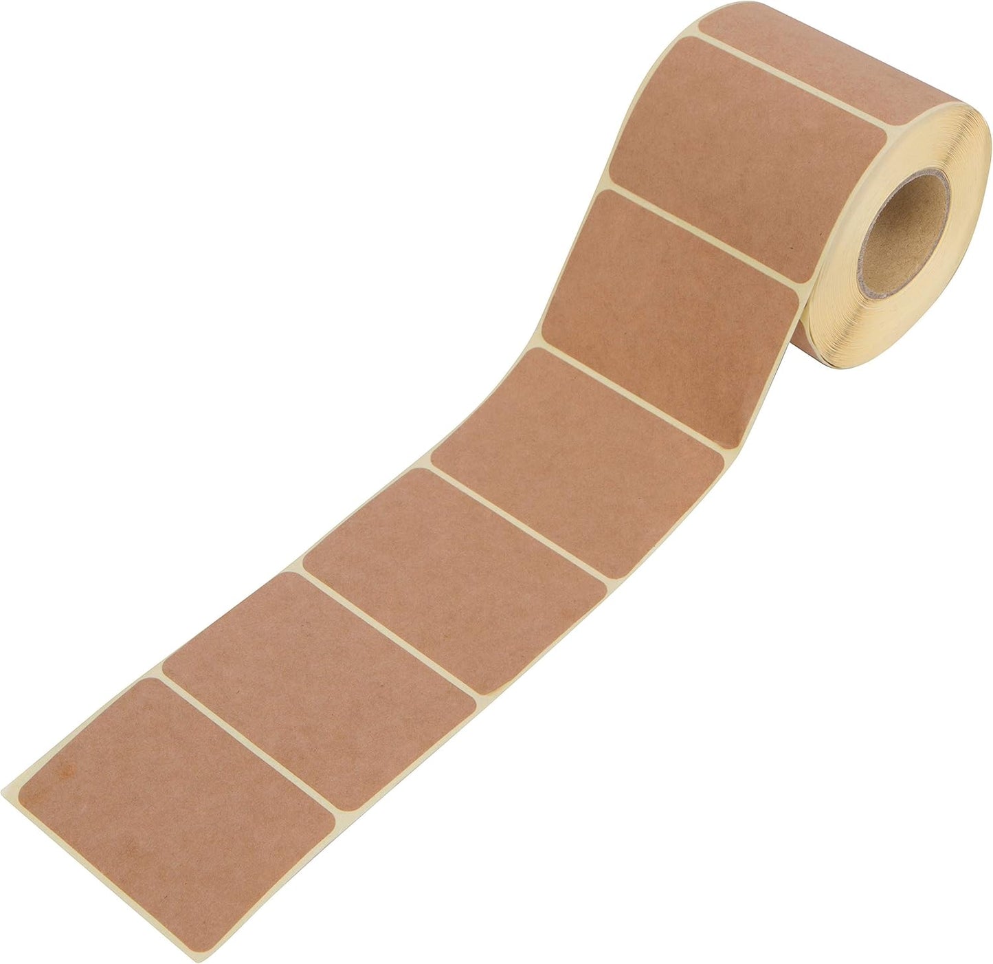 Camp Galaxy 2x3 Inch Natural Brown Kraft Stickers (350 Per Roll) - Rectangular Blank Stickers for Store Owners, Crafts, Organizing, Jar and Canning Labels, Price Tags