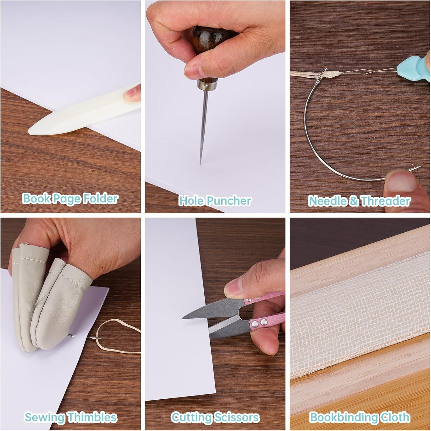 NiHome 35 PCS Book Press Binding Kit for Notebooks, Lesson Plans, Document Organization - Compact Bamboo Bookbinding Tools, Book Binding Supplies with Portable Handle for Beginners DIY