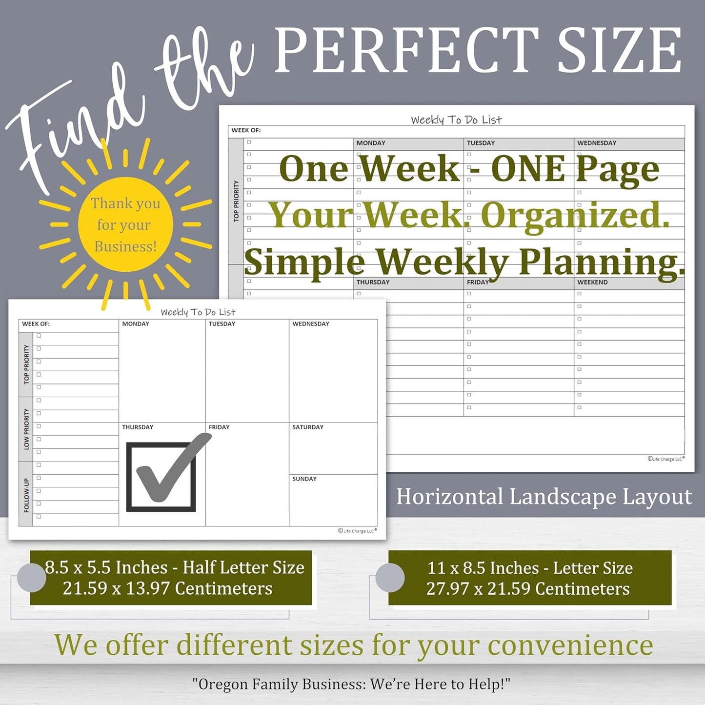 Weekly TO DO List Notepads (2 Pack, 50 Pages Each) Task Pad Planner w/Daily Checklist, Priority ToDo & Note Sections. Desk Notebook Pad to Organize Office. 8.5 X 5.5, A5 Sheets. Made in the USA.