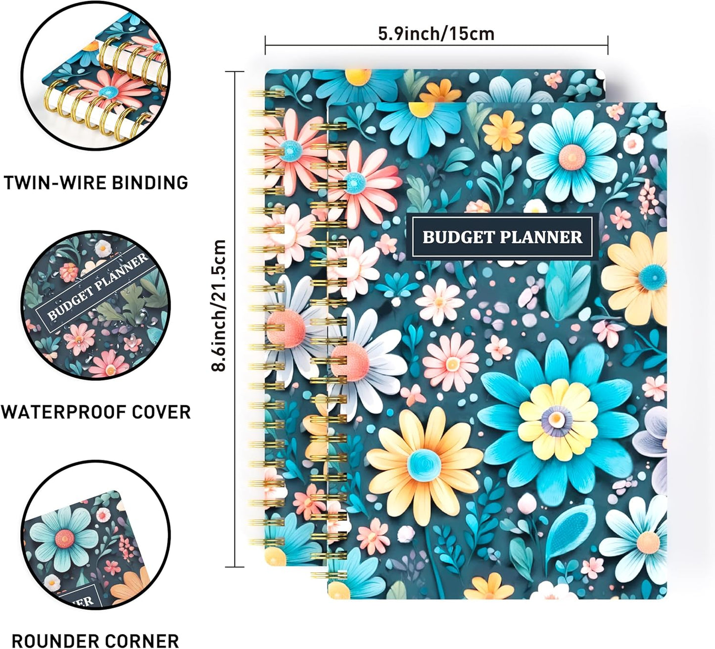 Budget Planner - Monthly Finance Organizer with Expense Tracker Notebook to Manage Your Money Effectively, Undated Finance Planner/Account Book, Start Anytimem,A5(8.6x5.9 inchs),100gsm Paper - Dark