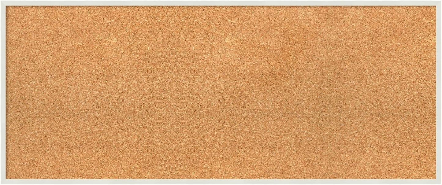 Amanti Art Natural Cork Board for Wall, 15x35 Vision Board with White Frame, Medium Corkboard Office Decor for Home Organization, Modern Corkboard Pinboard to Display Items for Home Organization in