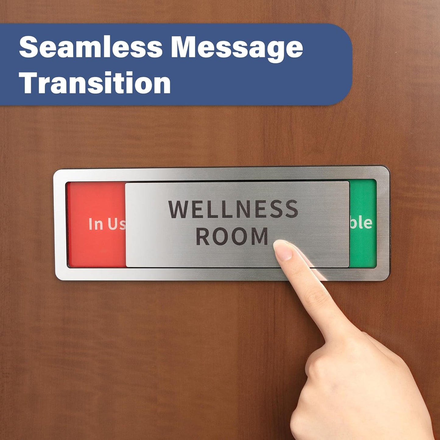 Conference Room Sliding Door Signs, In Use-Vacant Occupied Sign with Reversible Slider for Office & Wellness Rooms (8'x2.6")