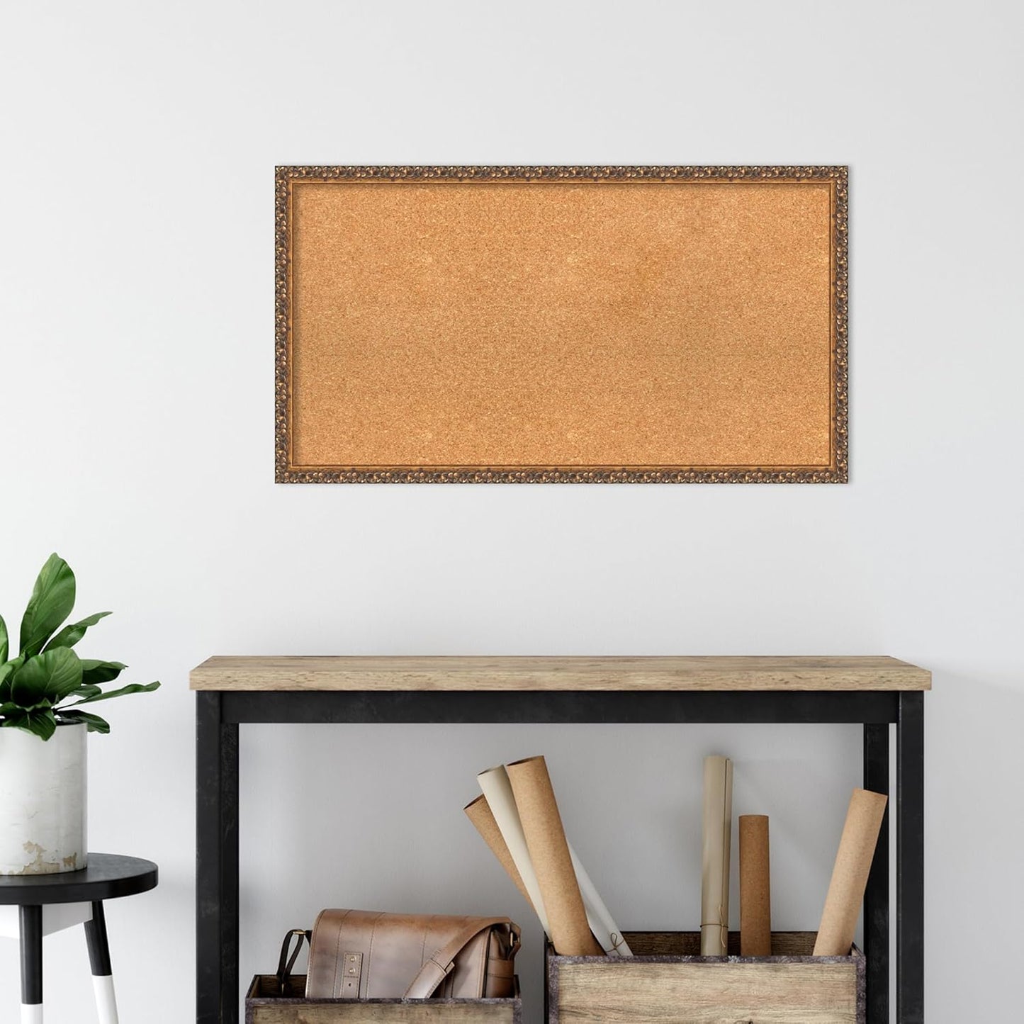 Amanti Art Natural Cork Board for Wall, 20x36 Vision Board with Bronze Frame, Large Corkboard Office Decor for Home Organization, Traditional Corkboard Pinboard to Display Items for Home Organization