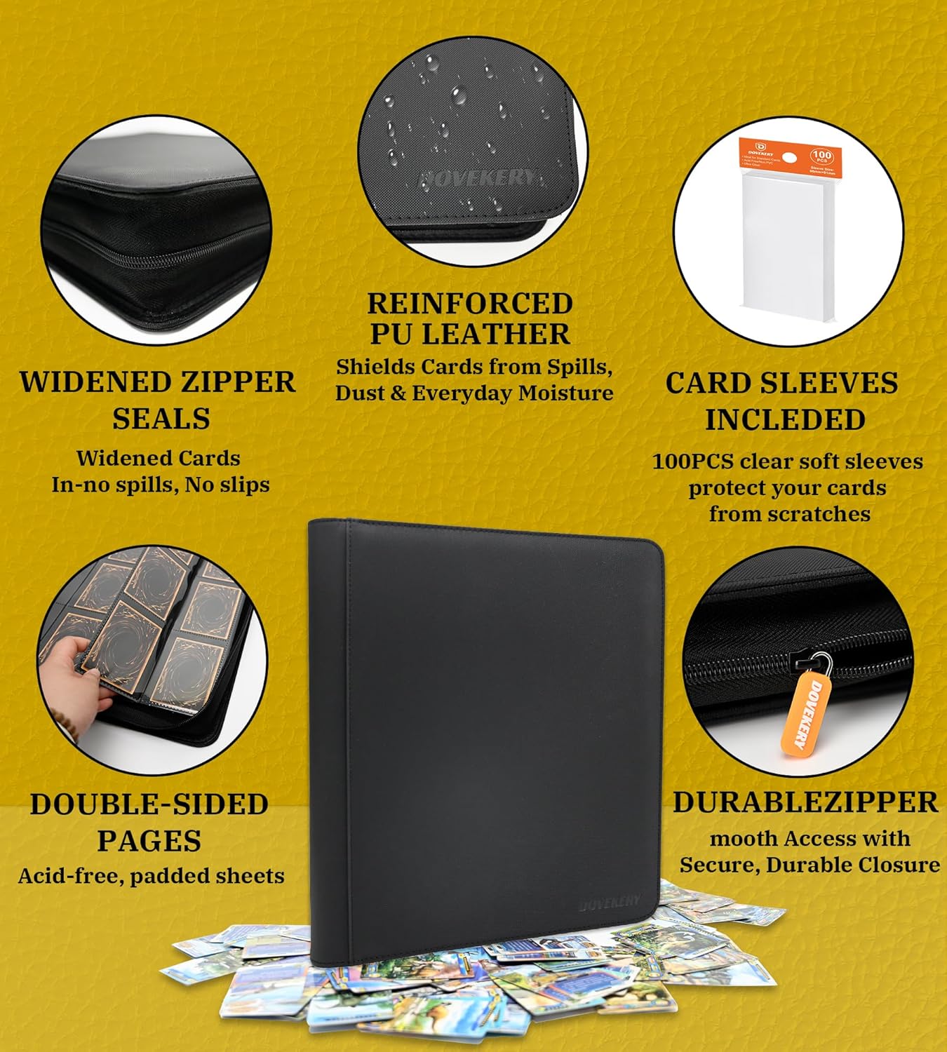 12 Pocket Card Binder, 864 Pockets Side Loading Trading Card Collection Binder, Zipper Ringless Card Holder Album for TCG, Sports, Game Business Cards, Blue