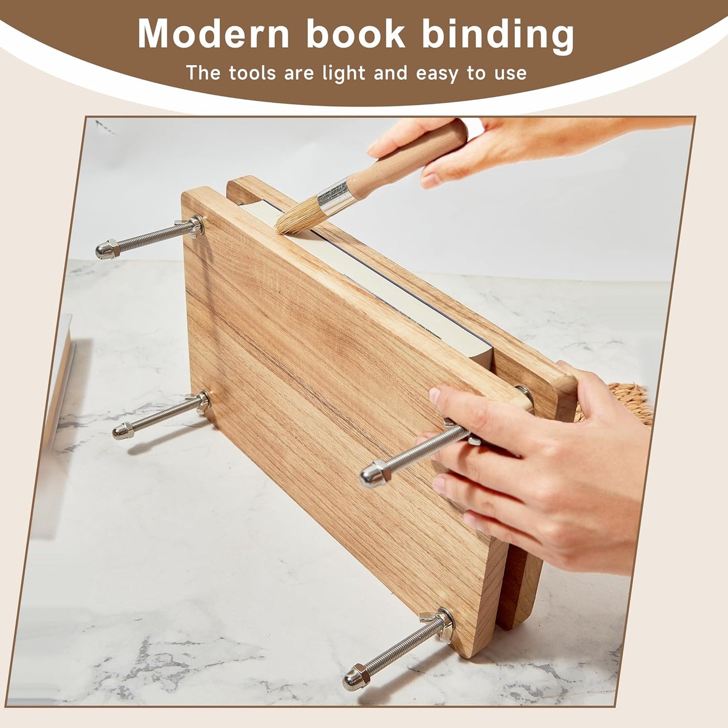 Wooden Book Press - 13''x7.9'' Book Press with Non-Slip Round Foot Pads, Ideal for Bookbinding Press, Paper Press, Bookbinding Machine and DIY Projects
