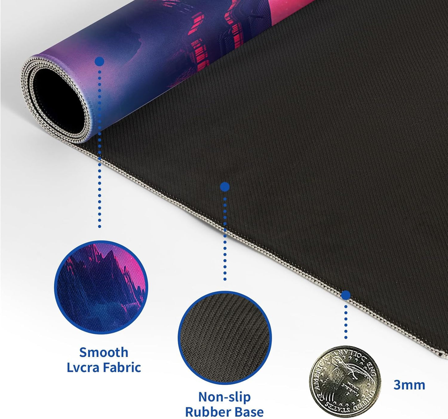 Darkness Red Moon Mouse Pad Abstract Red Mouse Pad 31.5x11.8 Inch Non-Slip Rubber Base Large Mousepad Stitched Edges Keyboard Mouse Mat Desk Pad for Office and Home(3)