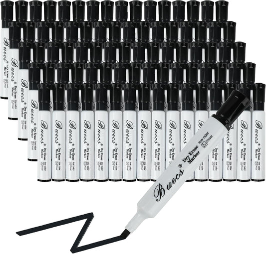 Black Dry Erase Markers, Low-Odor, 80 Count, Chisel tip, Perfect for Writing on Whiteboards, Dry-Erase Boards, Glass, School Office Supplies