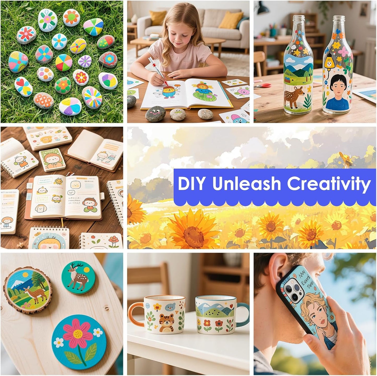 80 Colors Dual Tip Acrylic Paint Markers, Fabric Markers, Brush Tip Permanent Acrylic Paint Pens for Wood, Glass, Rocks, Paper, Coloring book,Ceramic,Canvas DIY Crafts for Adults,Kids and Art Supplies