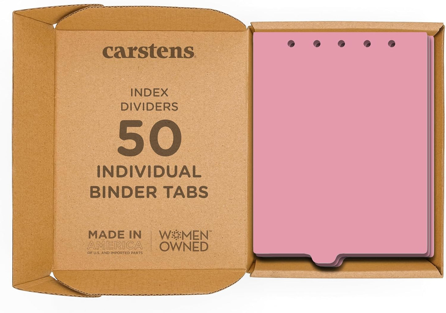 Carstens - Heavy Duty Plastic Ring Binder Dividers, Bottom Tab, 1/9 Cut, Tab 4 Position, US Letter, Mauve, Case of 50, (2619-13CS) - Ideal Medical Chart Dividers or Index Tabs for 3 Ring Binders
