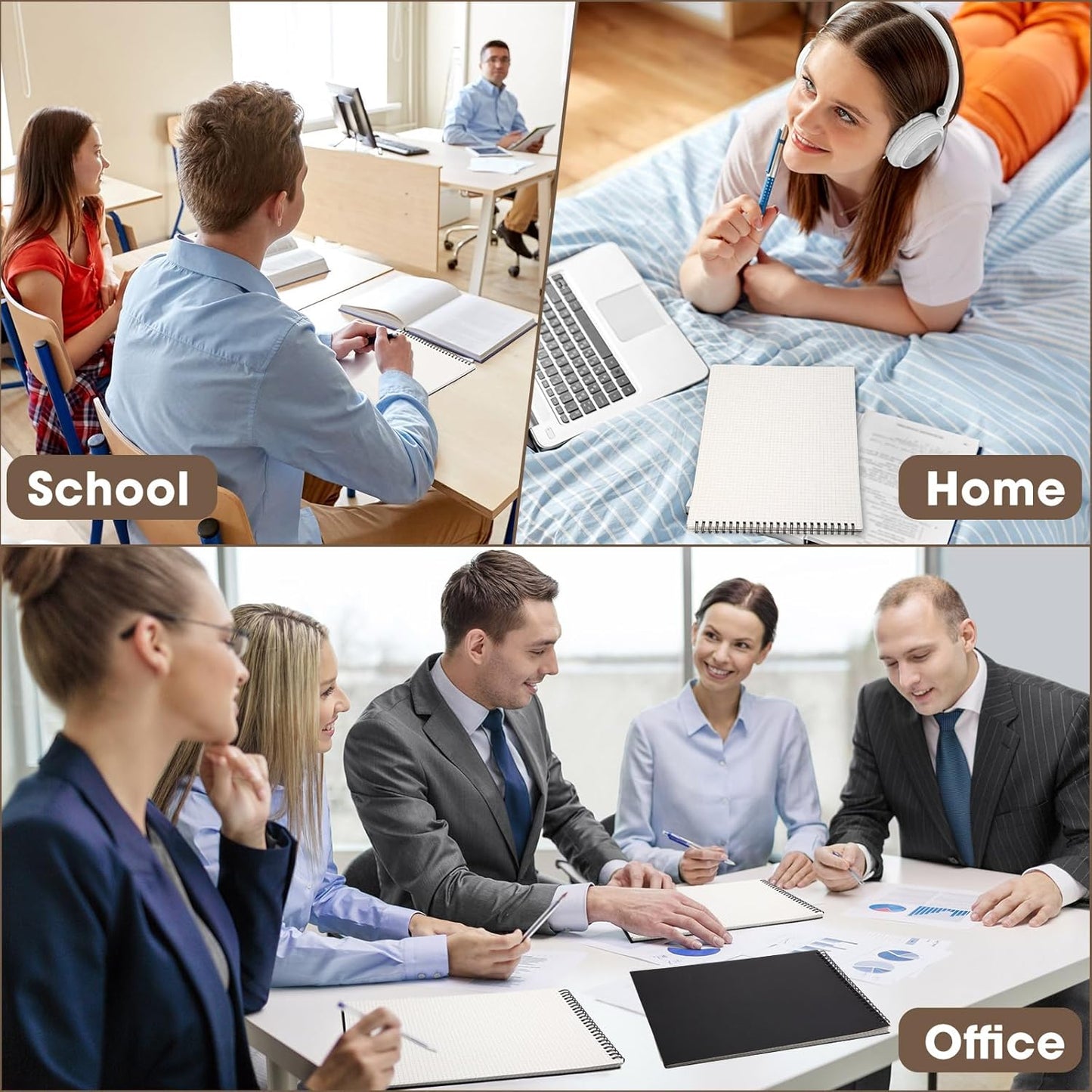 2 Pack Top Spiral Graph Paper Notebooks 8.7 X11.4 Inch A4 Grid Paper Notepad 70 Sheet Memo Steno Pad for Engineering Writing Sketching Drawing School Office Supplies (Black)