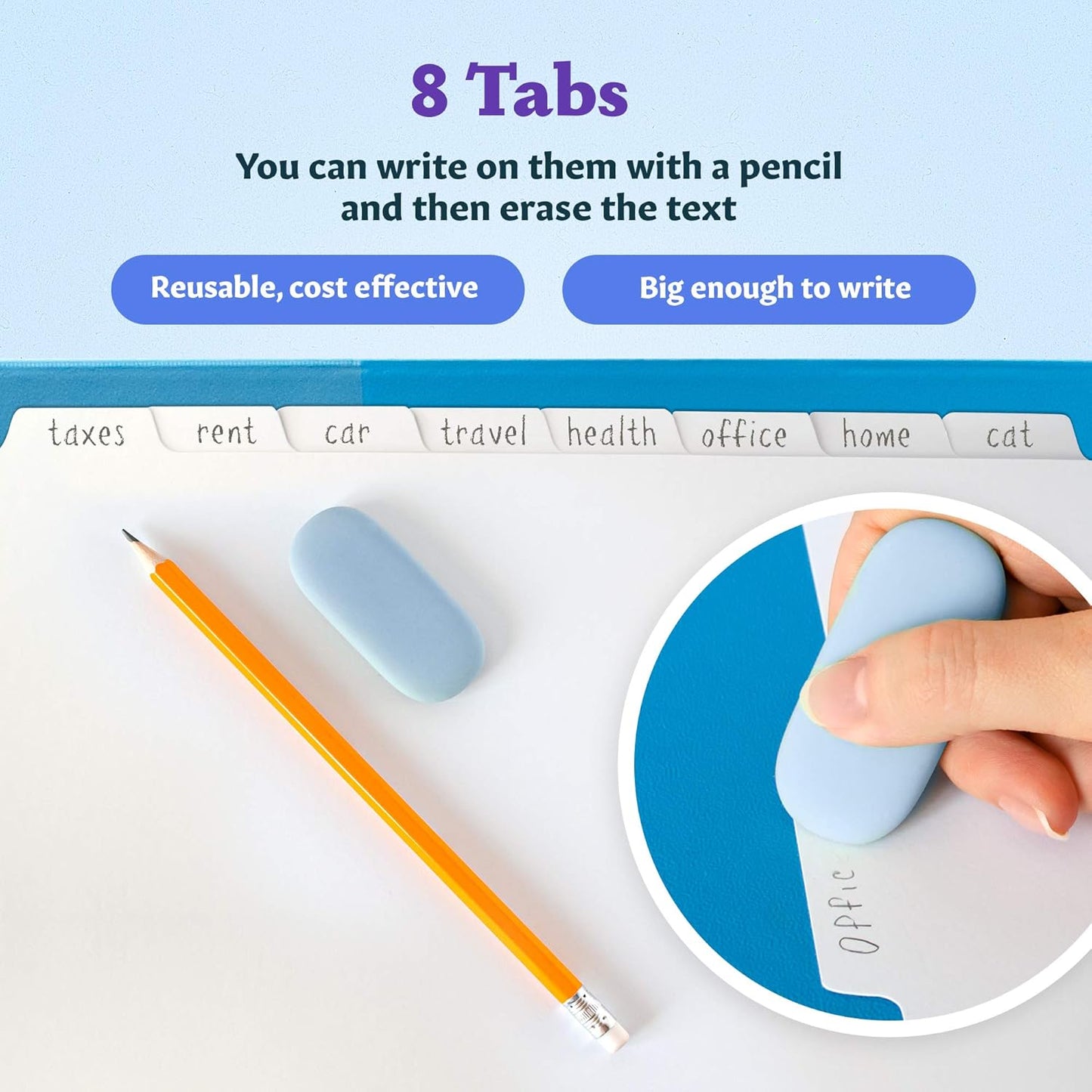 Binder Dividers with Tabs - (Set of 12) x 8-Tab Dividers for 3 Ring Binders, White, Reinforced Edge - Ideal for Keeping Your Documents Neat and Professional