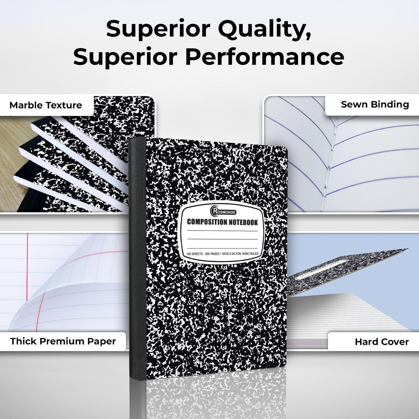 2000 Pack (Pallet) Composition Notebooks Bulk, Wide Ruled, Full Pallet of Notebooks, 200 Pages (100 Sheets), 9-3/4 x 7-1/2, Bulk Notebooks for School, Bulk Office Notebooks, 4-7 Days Transit