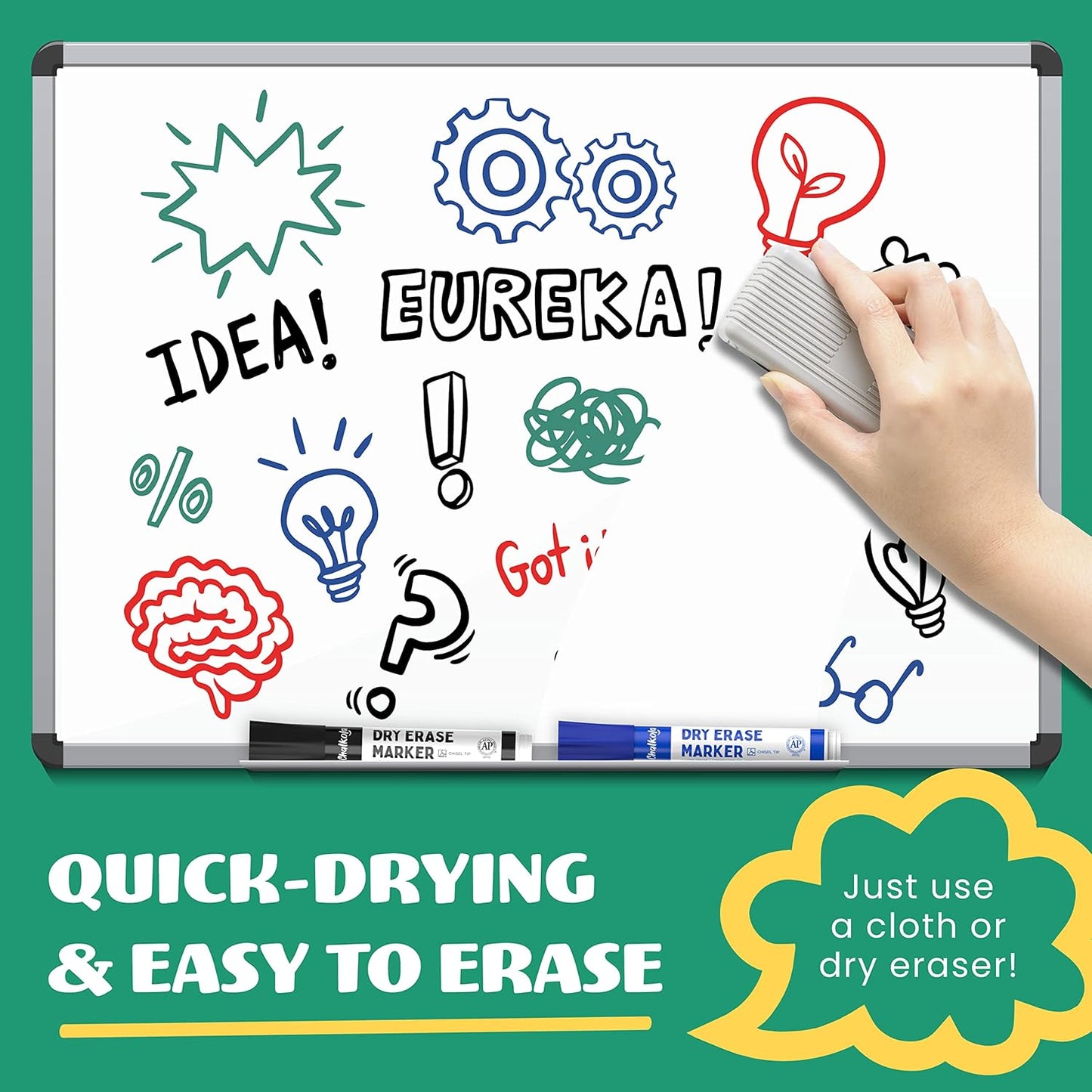 Chalkola Dry Erase Markers Bulk Pack of 60 Colors (15x Black, Red, Green Blue), White Board Markers Dry Erase Pens - Low odor Whiteboard Pens for Kids, Home, Office & Back to School Supplies