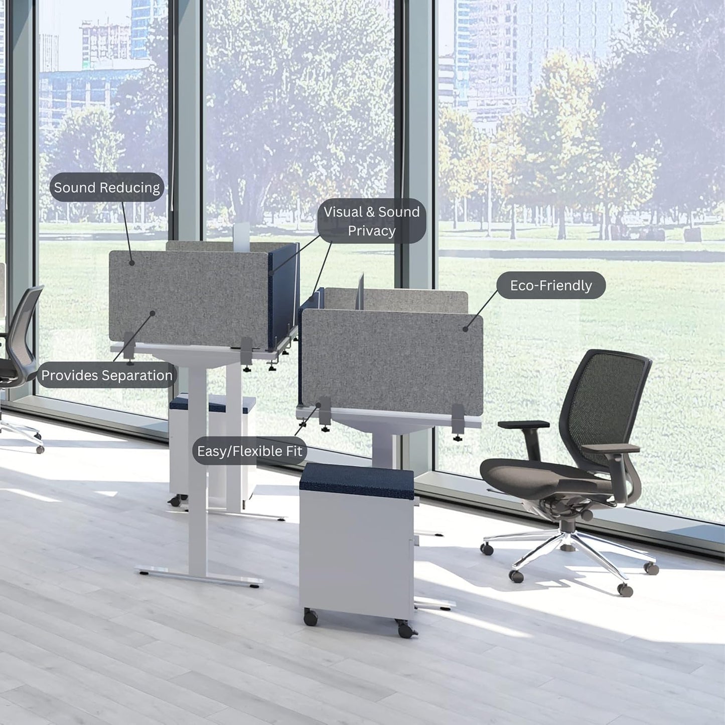 Sound Absorbing Panel and Sound Proof Privacy Shield - Cubicle Wall, Desk Divider for Students and Office (Light Grey, 23" W x 18'H)