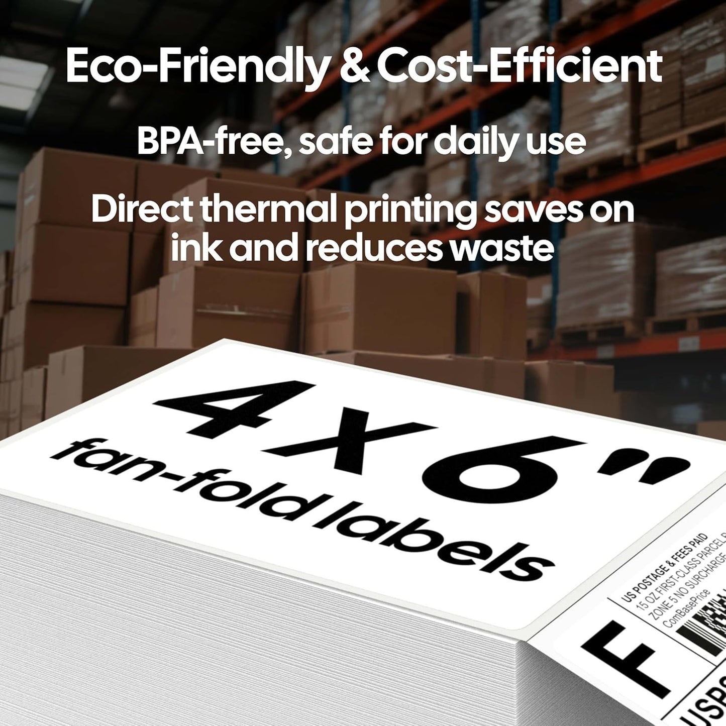 4x6 Thermal Labels, 500 Fanfold Labels, Perforated & Strong Adhesive, Compatible with Direct Thermal Printers for USPS UPS FedEx DHL Address Shipping Label