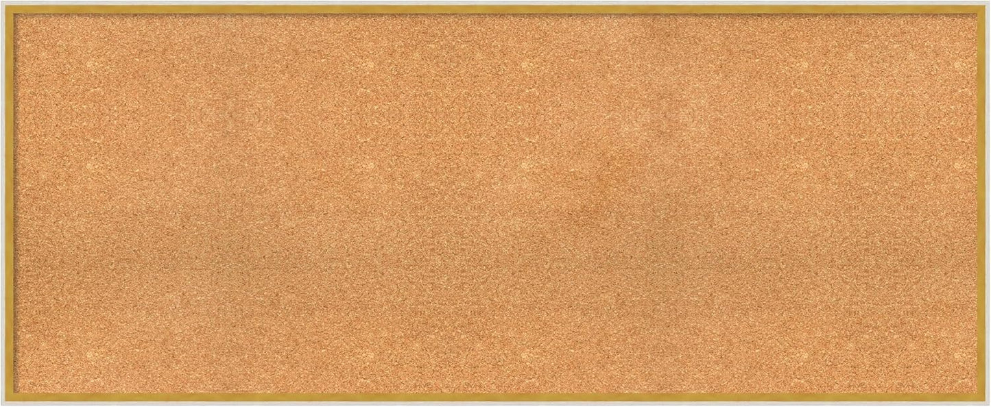 Amanti Art Natural Cork Board for Wall, 25x61 Vision Board with White Frame, Oversize Corkboard Office Decor for Home Organization, Modern Corkboard Pinboard to Display Items for Home Organization in