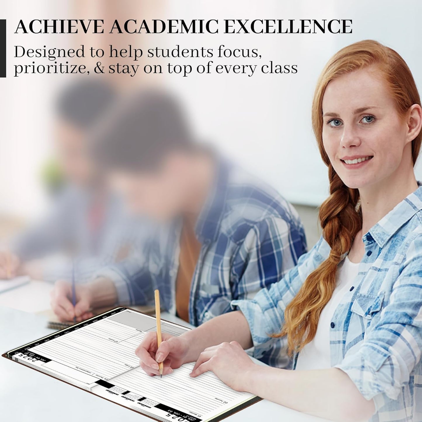 Ensight 2025-2026 HARDCOVER Leather Planner Weekly & Monthly - 8.5x11 Inches - Academic Planner Business Personal or Student - Pen Holder, Thick Paper, July 2025 - June 2026 (Black)